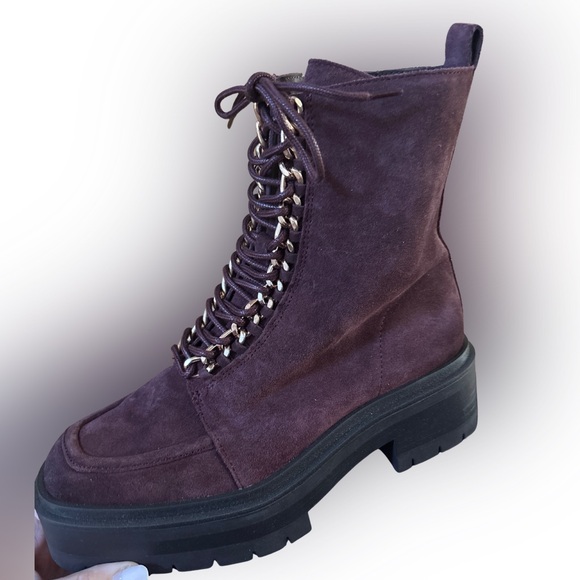 Sam Edelman “Lovrin” Suede Combat Boots 🍷 Burgundy Size 6.5- NEW WITHOUT BOX - Picture 4 of 7